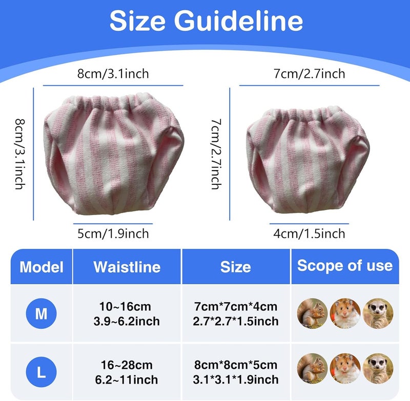 hokable 2PCS Small Pet Diapers,Adjustable Sugar Glider Diapers Climbing Diapers,Washable,Specially Designed for Use on Pet Squirrels Small Medium Guinea Pig. (Pink Stripes, S) - Image 2